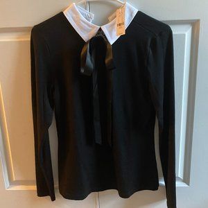 Women's Collared Top with Neck Tie